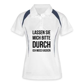 Lassen Sie mich bitte durch ich muss kacken - Frauen Polo atmungsaktiv - Weiß/Navy - Vorne