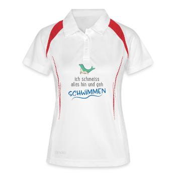 Schwimmen - Frauen Polo atmungsaktiv - Weiß/Navy - Vorne