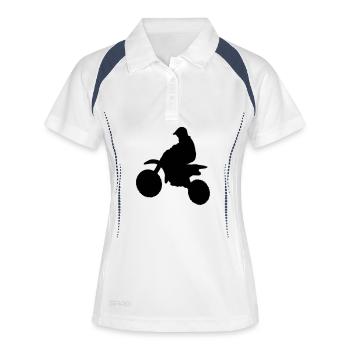 Biker Rider Silhouette  - Frauen Polo atmungsaktiv - Weiß/Navy - Vorne
