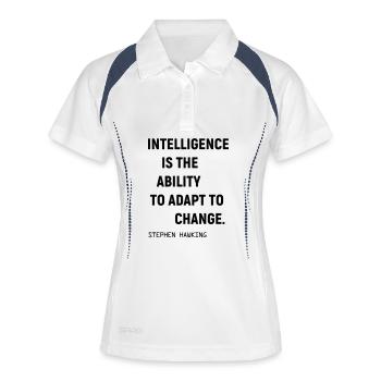 Englisches Zitat über Intelligenz und Veränderung - Frauen Polo atmungsaktiv - Weiß/Navy - Vorne