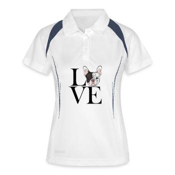 noir bouledogue français - Polo respirant Femme - blanc/marine - Devant