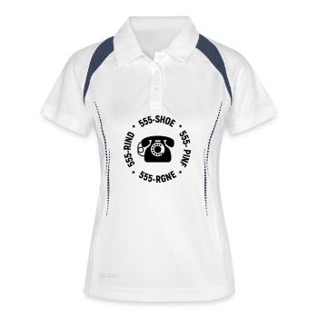 555 Shoe Retro Telefon Spruchmotiv - Frauen Polo atmungsaktiv - Weiß/Navy - Vorne