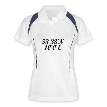 Hamburger Koordinaten Hamburg - Frauen Polo atmungsaktiv - Weiß/Navy - Vorne