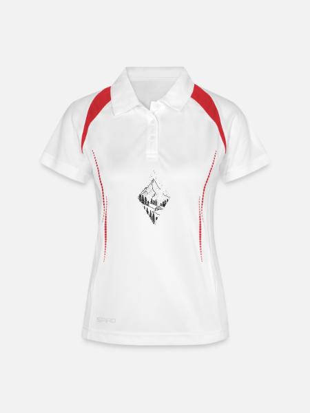 Geometric diamond in dark tone "mountain in diamond" - Women's Polo breathable - white/navy