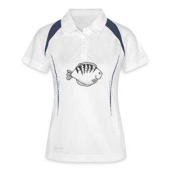 Poissons spiralés avec rayures dorsales - Polo respirant Femme - blanc/marine - Devant