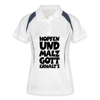 Hopfen und Malz Gott erhalts Bier Spruch - Frauen Polo atmungsaktiv - Weiß/Navy - Vorne