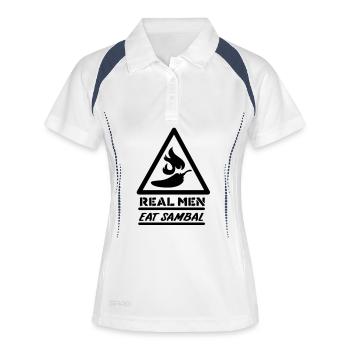 Les vrais hommes mangent le sambal - Polo respirant Femme - blanc/marine - Devant