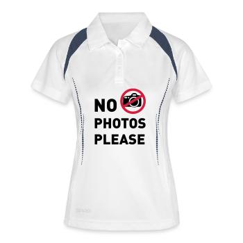 no photos, keine Fotos, VIP - Frauen Polo atmungsaktiv - Weiß/Navy - Vorne