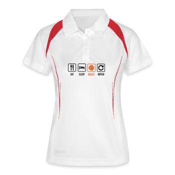 Eat. Sleep. Volley. Repeat. - Frauen Polo atmungsaktiv - Weiß/Navy - Vorne
