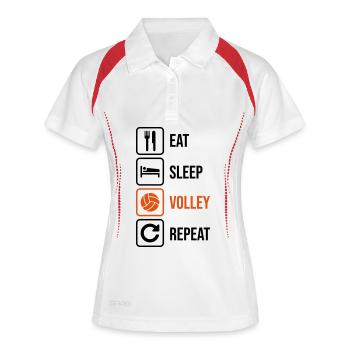 Eat. Sleep. Volley. Repeat. - Frauen Polo atmungsaktiv - Weiß/Navy - Vorne