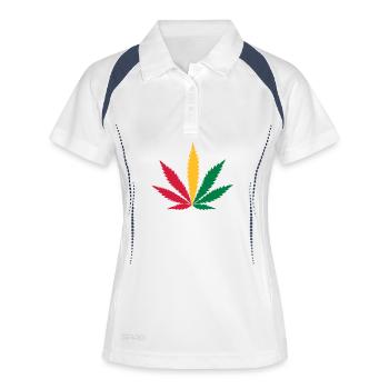 weed rasta cannabis marihuana - Polo respirant Femme - blanc/marine - Devant