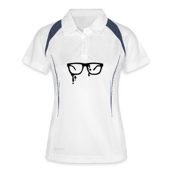 hip brille - glasses - Frauen Polo atmungsaktiv - Weiß/Navy - Vorne