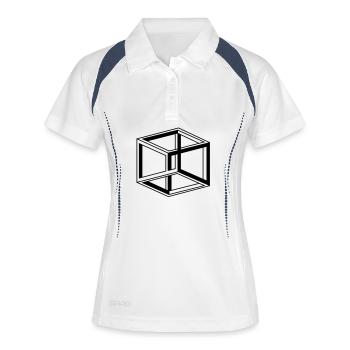 kubus cube escher - Frauen Polo atmungsaktiv - Weiß/Navy - Vorne