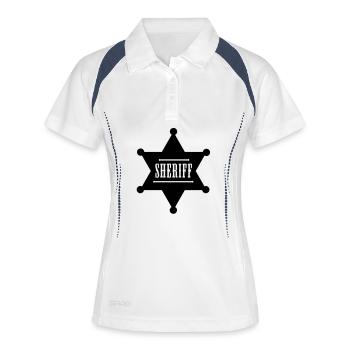 sheriff Chef - Frauen Polo atmungsaktiv - Weiß/Navy - Vorne