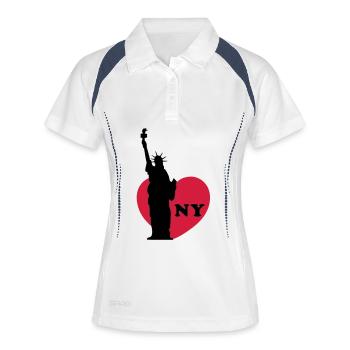 new york - Frauen Polo atmungsaktiv - Weiß/Navy - Vorne