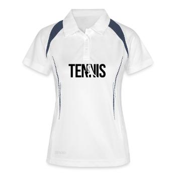 Tennis - Frauen Polo atmungsaktiv - Weiß/Navy - Vorne