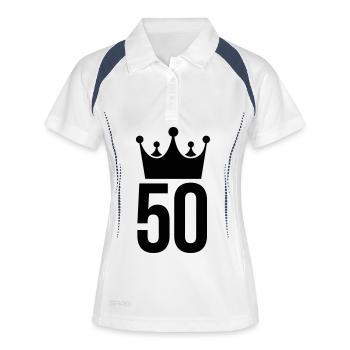 50 années abraham - Polo respirant Femme - blanc/marine - Devant