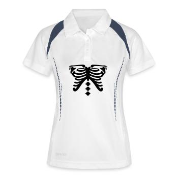 squelette - Polo respirant Femme - blanc/marine - Devant
