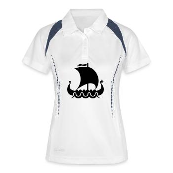 wikinger vikings - Frauen Polo atmungsaktiv - Weiß/Navy - Vorne
