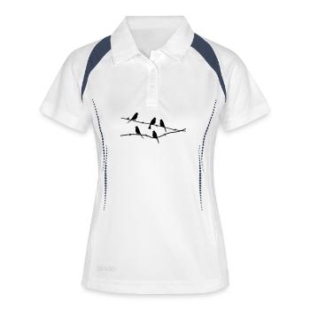 oiseaux - Polo respirant Femme - blanc/marine - Devant