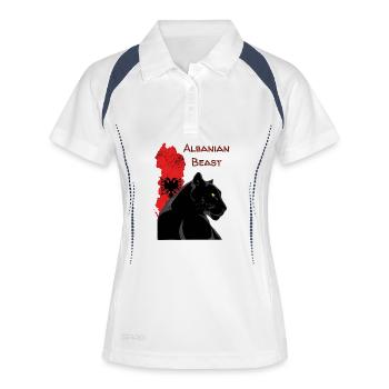 Albaniens Beast: Schwarzer Panther - Polo respirant Femme - blanc/marine - Devant