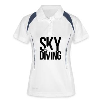 Fallschirmspringen skydiving - Frauen Polo atmungsaktiv - Weiß/Navy - Vorne