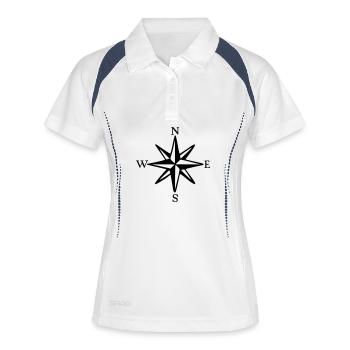 Rose des vents avec les directions (Coleur unie) - Polo respirant Femme - blanc/marine - Devant
