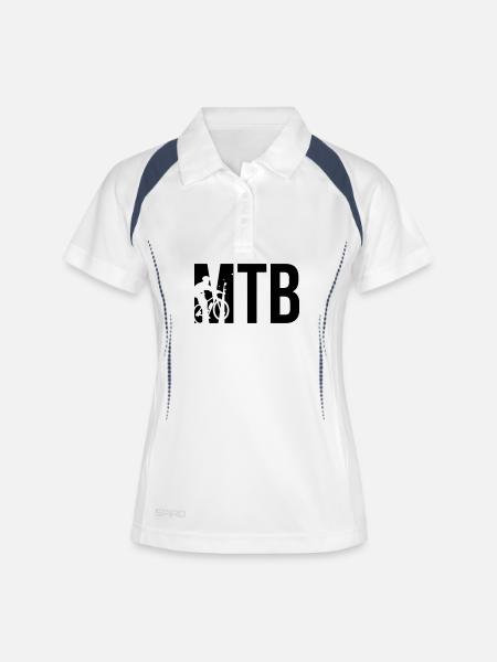 MTB - Frauen Polo atmungsaktiv - Weiß/Navy