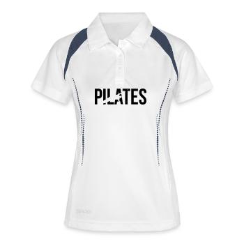 pilates - Polo respirant Femme - blanc/marine - Devant