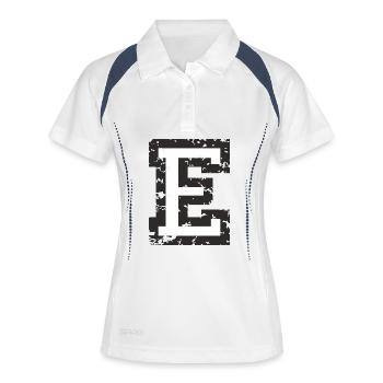 E (Vintage Weiß) Buchstabe E - Frauen Polo atmungsaktiv - Weiß/Navy - Vorne