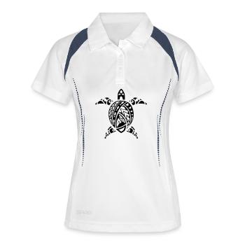 maori Schildkröte - Frauen Polo atmungsaktiv - Weiß/Navy - Vorne