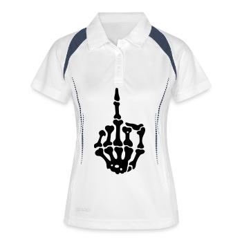 middlefinger Mittelfinger - Frauen Polo atmungsaktiv - Weiß/Navy - Vorne
