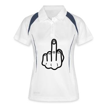 middlefinger Mittelfinger - Frauen Polo atmungsaktiv - Weiß/Navy - Vorne