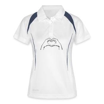 Finger Heart / Finger Herz / Love  Line Art Design - Frauen Polo atmungsaktiv - Weiß/Navy - Vorne