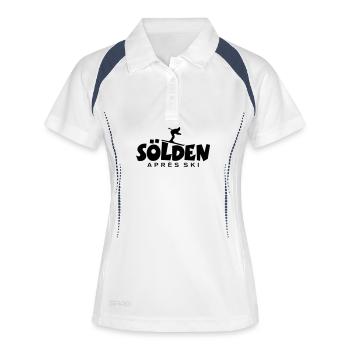 Sölden Après-Ski Skifahrer - Frauen Polo atmungsaktiv - Weiß/Navy - Vorne
