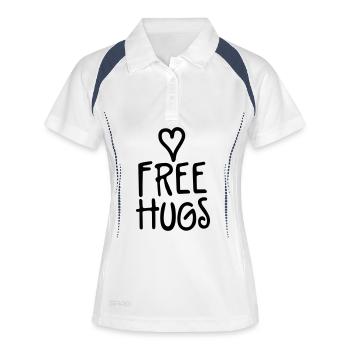 free hugs - Frauen Polo atmungsaktiv - Weiß/Navy - Vorne