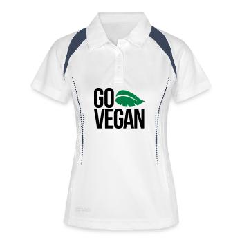 vegan - Frauen Polo atmungsaktiv - Weiß/Navy - Vorne