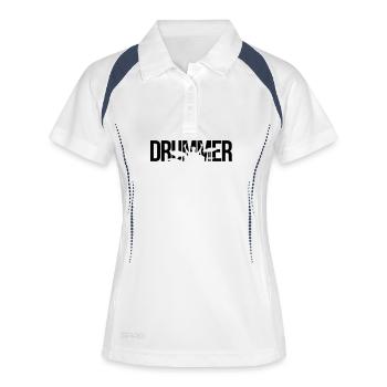 Schlagzeuger - Frauen Polo atmungsaktiv - Weiß/Navy - Vorne