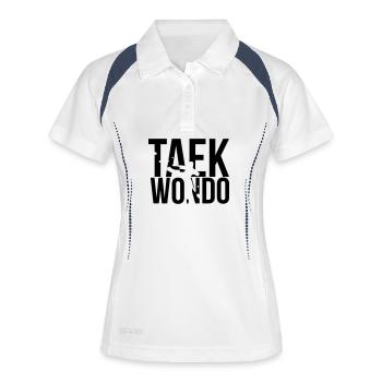taekwondo - Polo respirant Femme - blanc/marine - Devant