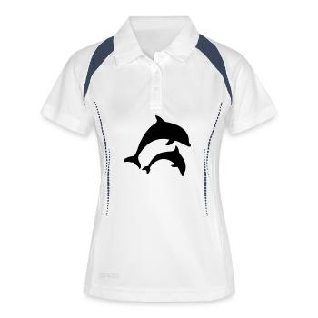 Delfine - Frauen Polo atmungsaktiv - Weiß/Navy - Vorne