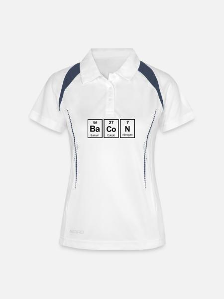 bacon - Frauen Polo atmungsaktiv - Weiß/Navy