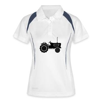 traktor - Frauen Polo atmungsaktiv - Weiß/Navy - Vorne