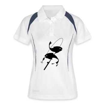 Angeln - Frauen Polo atmungsaktiv - Weiß/Navy - Vorne