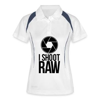 shoot raw - Women's Polo breathable - white/navy - Front