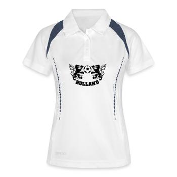 holland Niederlande - Frauen Polo atmungsaktiv - Weiß/Navy - Vorne