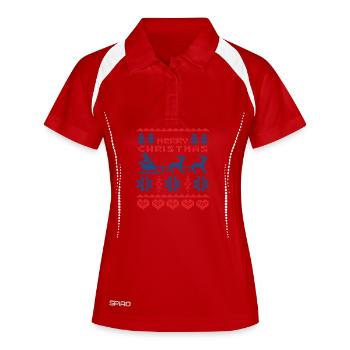 Weihnachten merry christmas - Frauen Polo atmungsaktiv - Weiß/Navy - Vorne