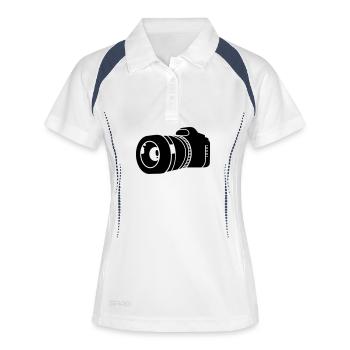 photographie - Polo respirant Femme - blanc/marine - Devant