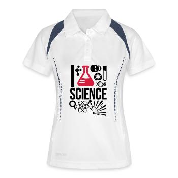 Wissenschaft - Frauen Polo atmungsaktiv - Weiß/Navy - Vorne