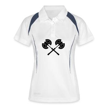 beil Axt - Frauen Polo atmungsaktiv - Weiß/Navy - Vorne
