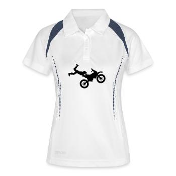 motocross - Frauen Polo atmungsaktiv - Weiß/Navy - Vorne